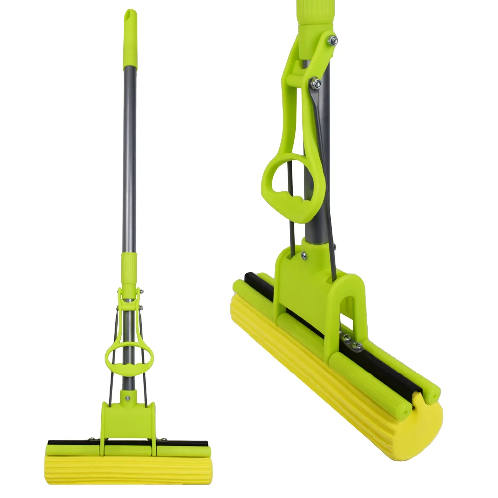 Швабра отжимная Умничка Эконом зеленая 120 см 1 ролик